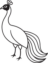 Peacock Silhouette - Majestic Bird with Elaborate Peacock colourful Vector Design logo  Black and white silhouette peacock vector illustration. Silhouette illustration of a peacock Tail Display on Whi