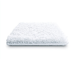 Soft, fluffy white rug with a cozy texture, ideal for enhancing any living space or bedroom decor.