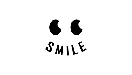smile lettering, black isolated silhouette
