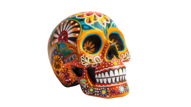 Mexican skull tradition isolated on white background