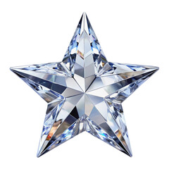Brilliant standing diamond star isolated on transparent background