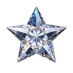 Brilliant standing diamond star isolated on transparent background