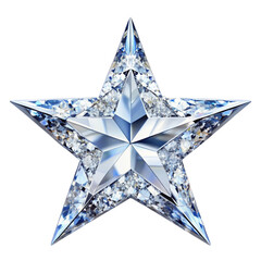 Brilliant standing diamond star isolated on transparent background