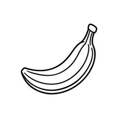 Fruit banana icon thin line art illustration. Banana black outline vector icon, single fruit white background.