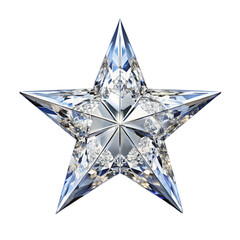 Brilliant standing diamond star isolated on transparent background