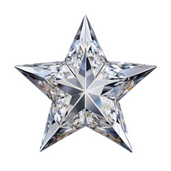 Brilliant standing diamond star isolated on transparent background