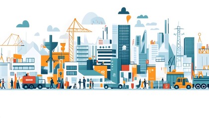 Obraz premium A Stylized Cityscape Depicting Urban Development and Industry