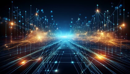 Obraz premium AIネットワークとデータフローAI networks and data flows