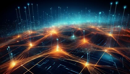 Obraz premium AIネットワークとデータフローAI networks and data flows