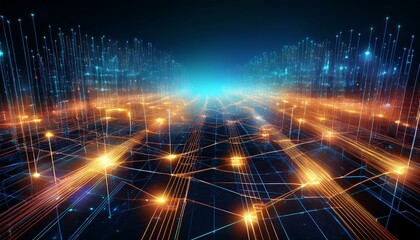 Obraz premium AIネットワークとデータフローAI networks and data flows