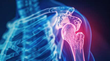 Shoulder muscle pain x-ray concept, medical treatment, rehabilitation and injury concept.