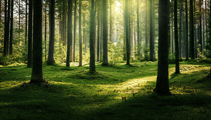Fototapeta premium Forest image material. Forest background material.