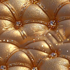 Luxurious gold tufted texture with sparkling embellishments.