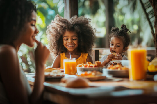 African American Family Eating
