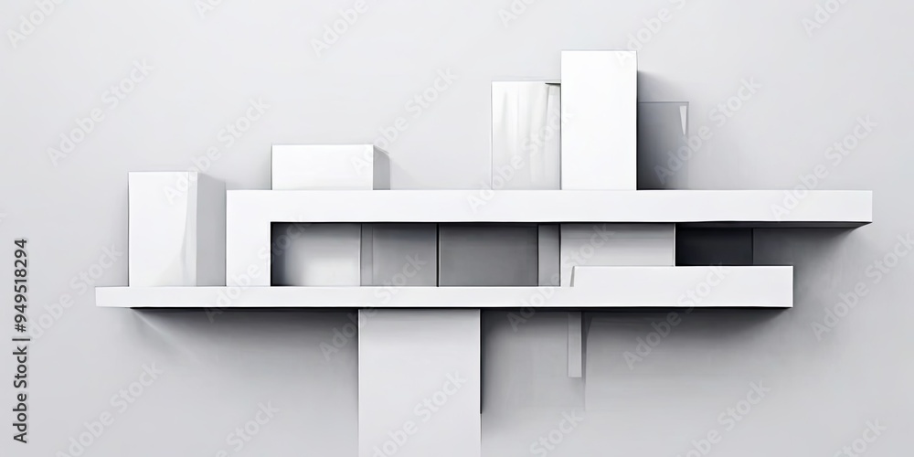 Poster a white shelf with a black box on it