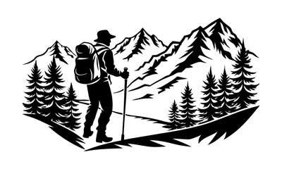 Download Hiking Silhouette Vector Illustration