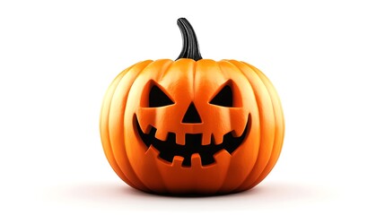 Fototapeta premium Spooky Pumpkin with Creepy Smile Silhouette on Isolated White for Halloween Advertising. 32k,