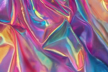Fototapeta premium Processed collage of Iridescent fabric trendy cloth holographic texture. Background for banner, backdrop or texture for 3D mapping , ai