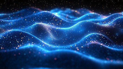 Obraz premium Abstract Wave of Sparkling Particles Generative AI
