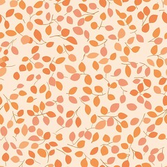 A delicate pattern of peach-colored leaves on a soft cream background.