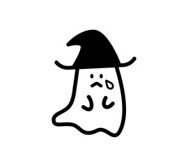 悲しむかわいいオバケのイラスト
