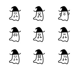 シンプルでかわいいオバケのイラストセット