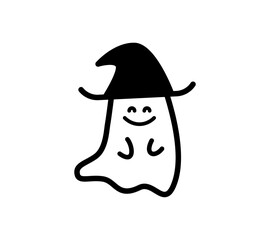 帽子をかぶった笑顔のおばけのイラスト
