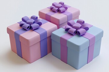 Obraz premium Artistic still life of pastel colored gift boxes with floral decorations