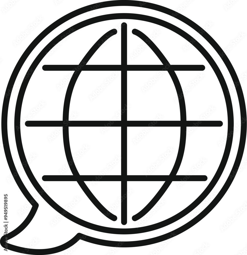 Poster this icon of a speech bubble containing planet earth is perfect for projects related to global commu