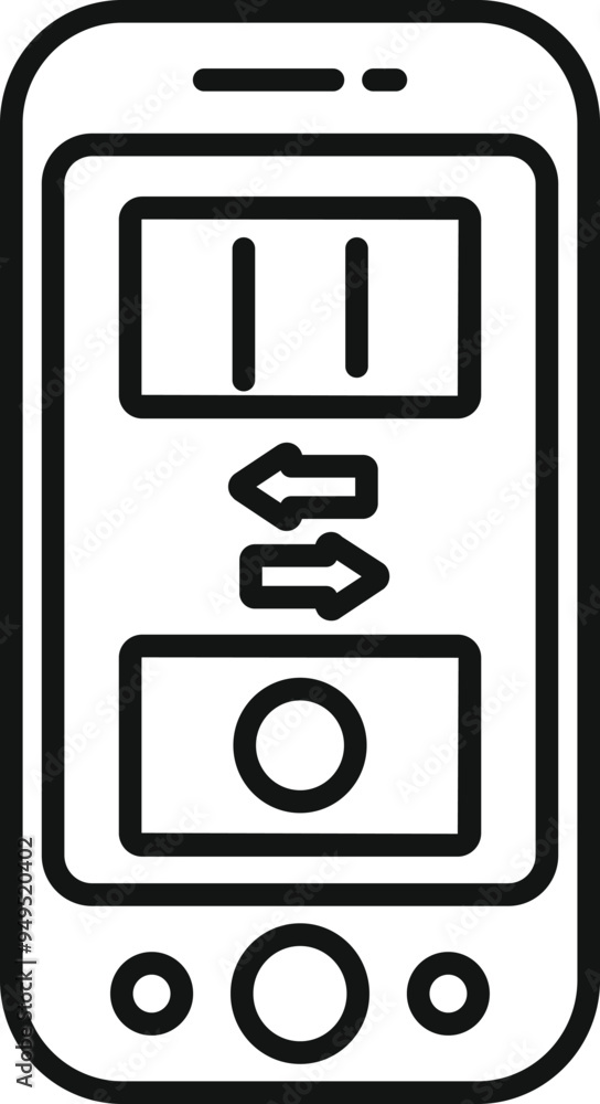 Poster simple vector icon of a smartphone recording an audio message with play and rewind buttons