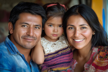 Fototapeta premium Latino Family Inside Their Home