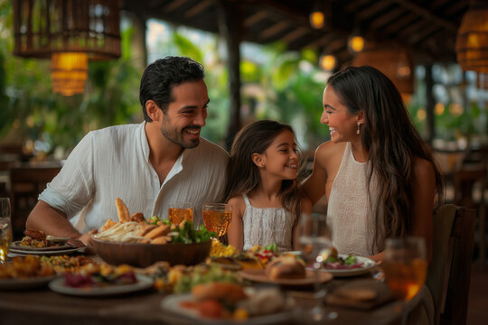 Latin Family Near Served Table