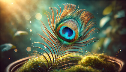 幻想的なクジャクの羽