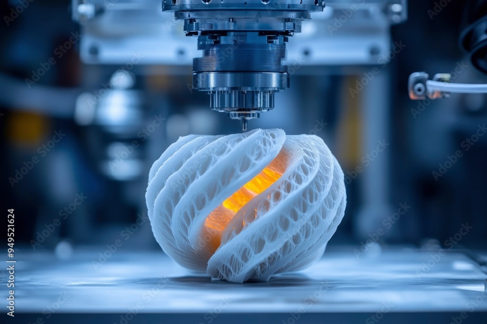 Poster 3d printed object being created by a machine