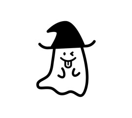 舌を出す帽子をかぶったおばけのイラスト  © s.haru