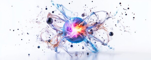 Obraz premium a subatomic particle collision in nuclear physics.