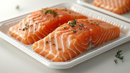 Fresh Salmon Fillets in Packaging Generative AI