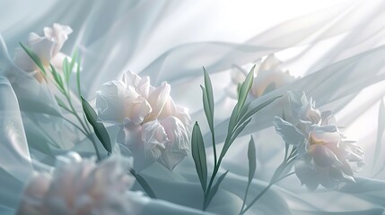 Obraz premium Ethereal flowers enveloped in a translucent white.