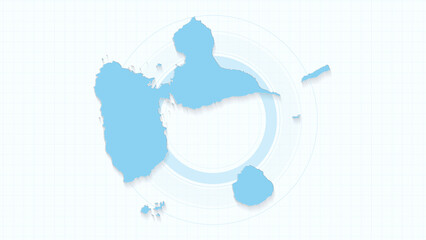 Blue Map of Guadeloupe, Guadeloupe map with borders of the states, country high detailed illustration map.