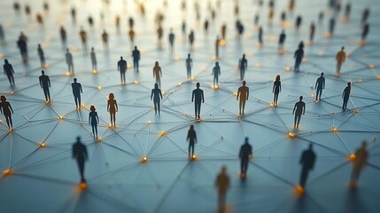 Connected People Network with Glowing Nodes Generative AI