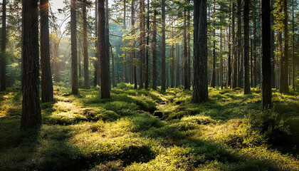 Fototapeta premium 森のイメージ素材。森林の背景素材。Forest image material. Forest background material.