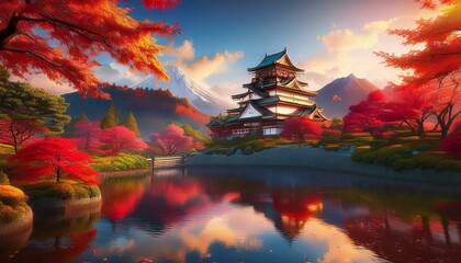 Obraz premium japanese castle in autumn