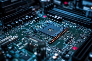 Obraz premium concept The motherboard in the picture is Brain Technology RAM Gaming. This motherboard has chipset and supports 12th Core processors , ai