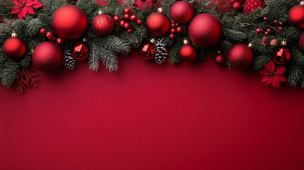 Christmas Greeting Card Mockup - Elegant Red Design with Copy Space