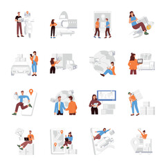 Basic RGBSet of Transportation and Logistic Service Flat Illustrations  

