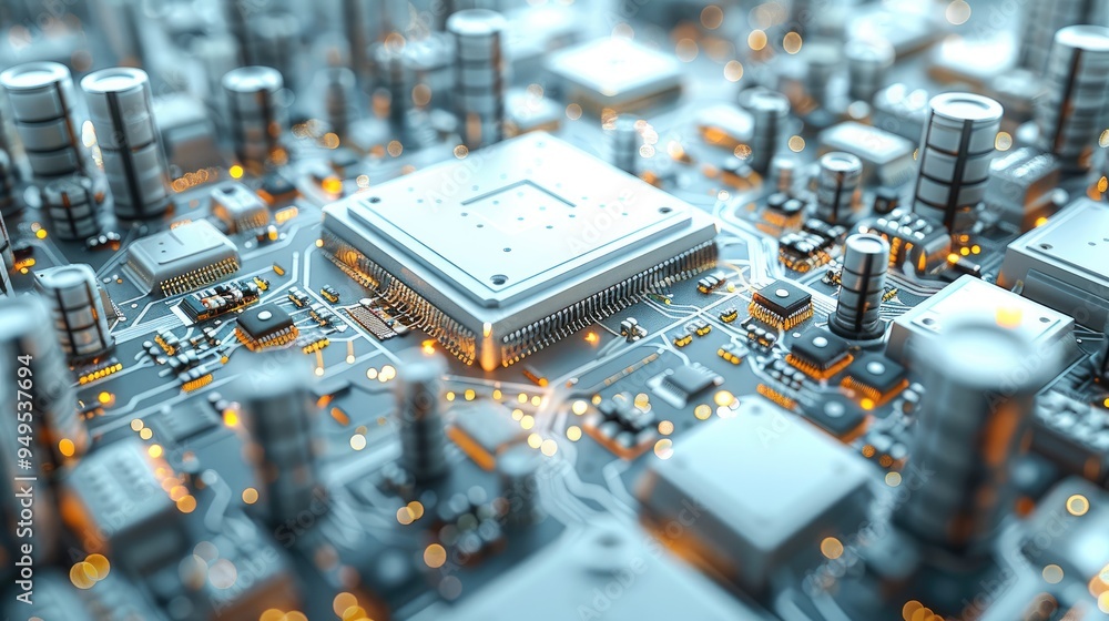 Aufkleber Explore the use of advanced materials in the construction of stacked circuitry to enhance electron mobility and electrical propertie. Generative AI.