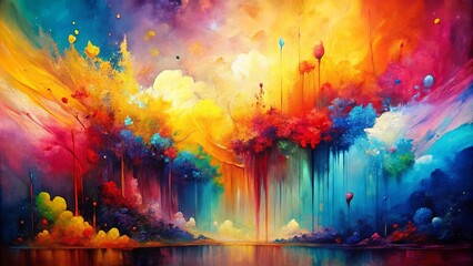 Obraz premium Vibrant and bold abstract painting with contrasting colors creating a symphony of energy