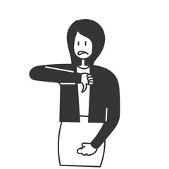 business woman with thumb down gesture illustration in doodle style