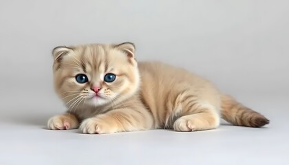 Cute Kitten with Blue Eyes on White Background