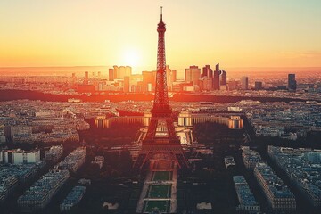 Obraz premium Eiffel Tower at Sunset Over Paris